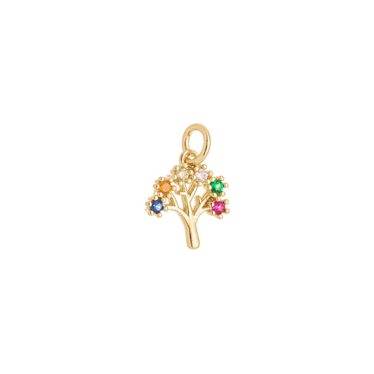 Pingente de árvore da vida com zircônias coloridas banhado a ouro 18k - Biju & Cia.