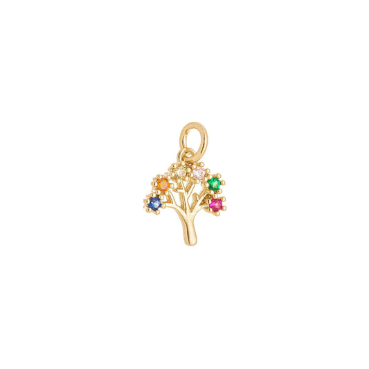 Pingente de árvore da vida com zircônias coloridas banhado a ouro 18k - Biju & Cia.