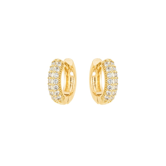 Argola articulada com duas fileiras de zircônias banhada a ouro 18k - Biju & Cia.