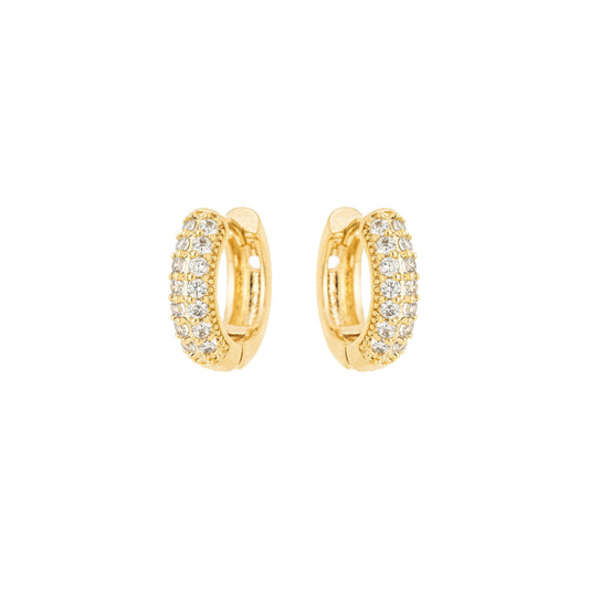 Argola articulada com duas fileiras de zircônias banhada a ouro 18k - Biju & Cia.