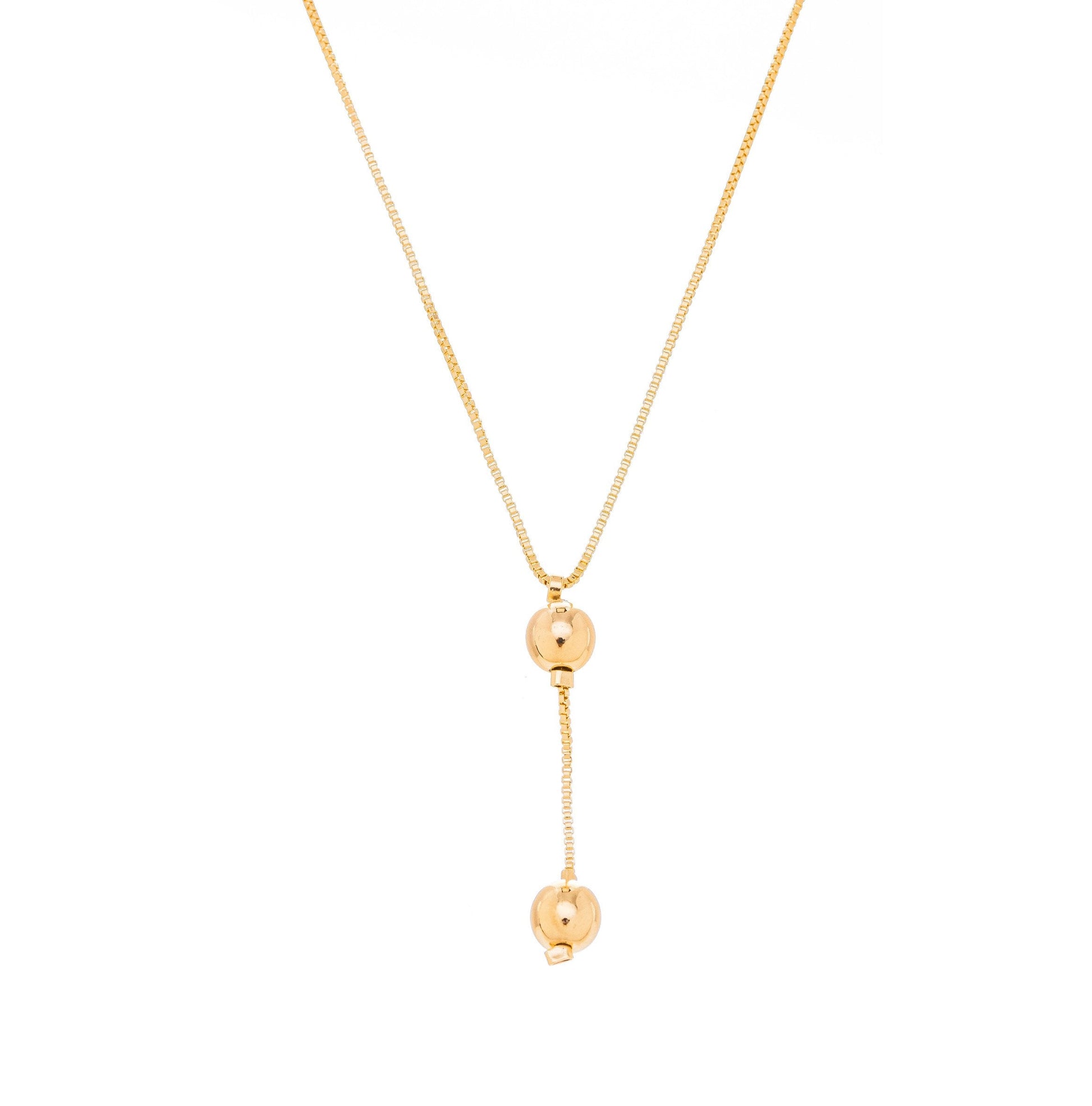 Gargantilha gravata com bolas banhada a ouro 18k - Biju & Cia.