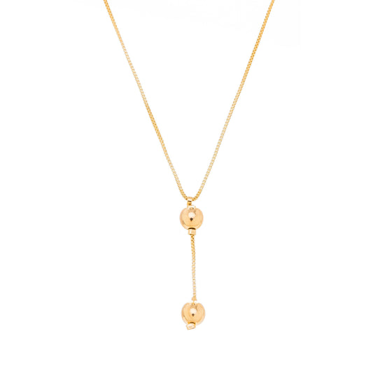 Gargantilha gravata com bolas banhada a ouro 18k - Biju & Cia.