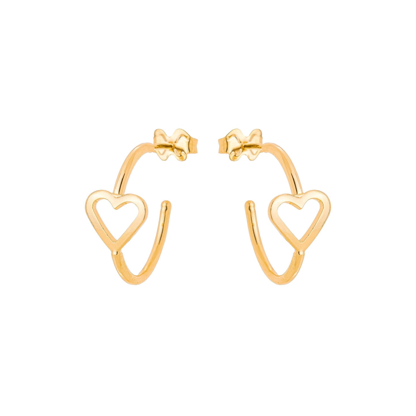 Brinco de argola com coração banhado a ouro 18k - Biju & Cia.