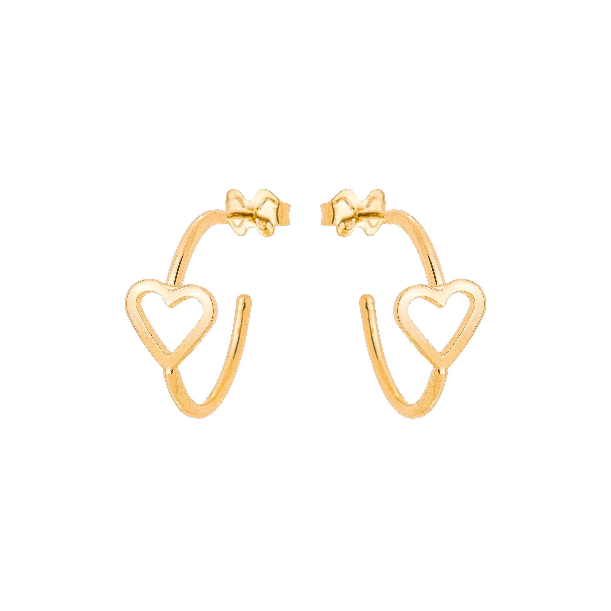 Brinco de argola com coração banhado a ouro 18k - Biju & Cia.