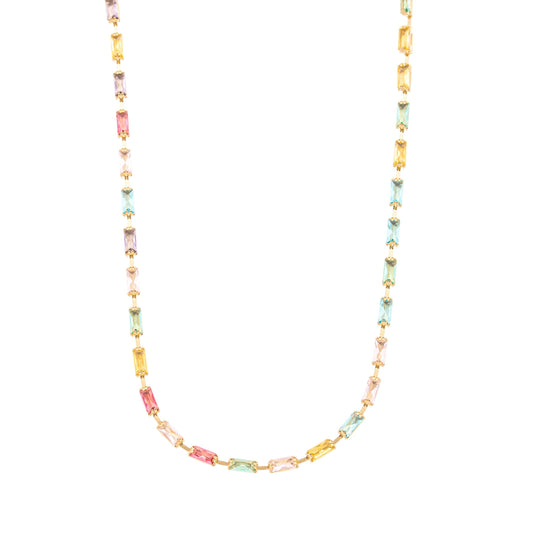 Gargantilha choker com zircônias coloridas banhada a ouro 18k - Biju & Cia.