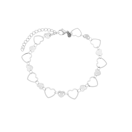 Pulseira de corações em aço inox - Biju & Cia.