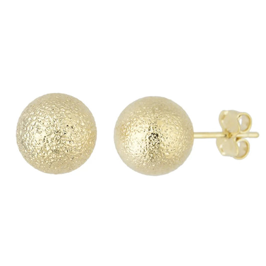 Brinco de bola craquelada de 8mm banhado a ouro 18k - Biju & Cia.