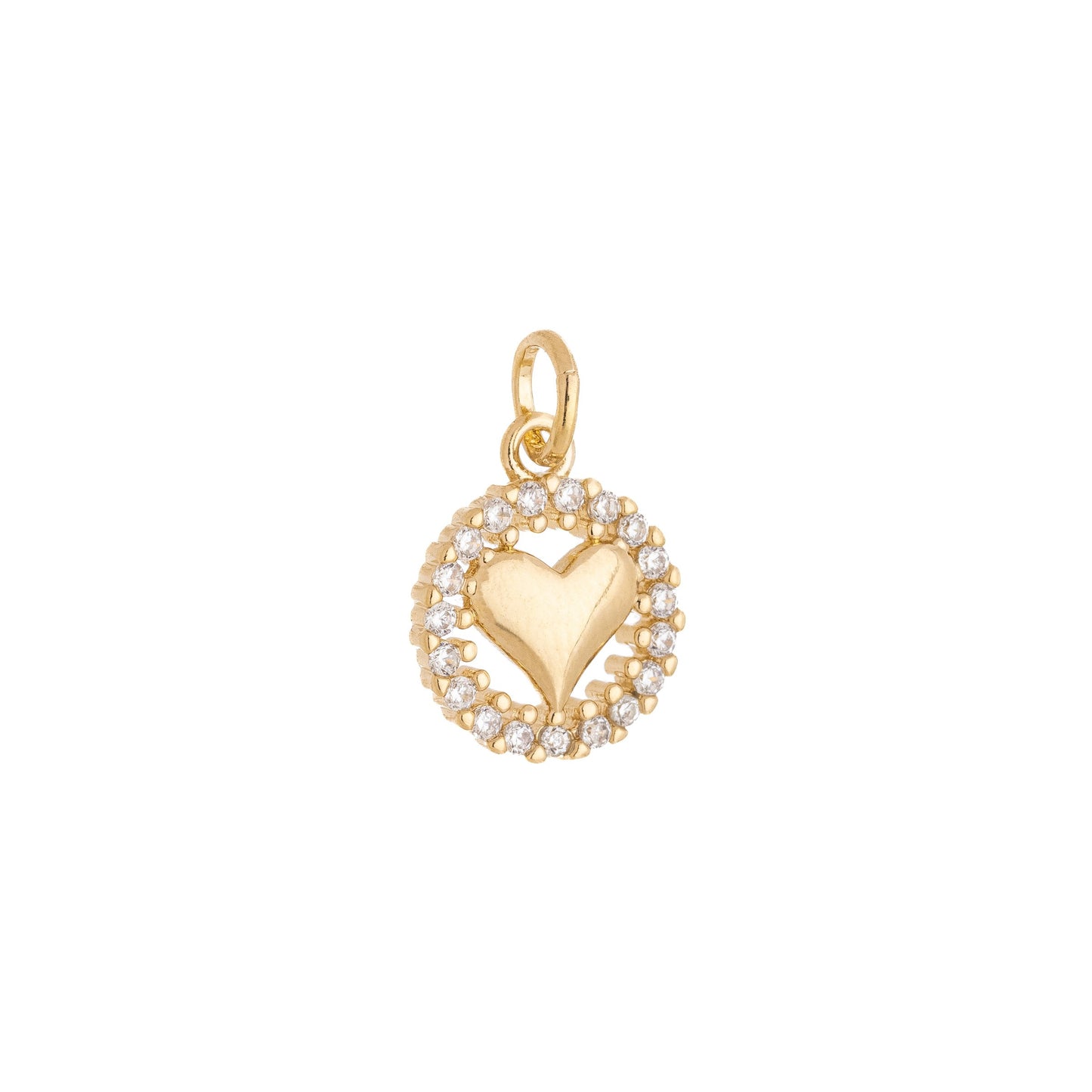 Pingente de coração com zircônias banhado a ouro 18k