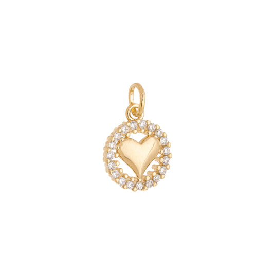 Pingente de coração com zircônias banhado a ouro 18k