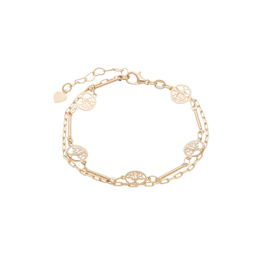Pulseira dupla com árvore da vida banhada a ouro 18k - Biju & Cia.