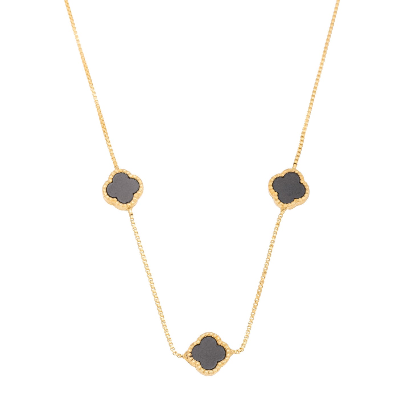 Choker três trevos banhada a ouro 18k - Biju & Cia.