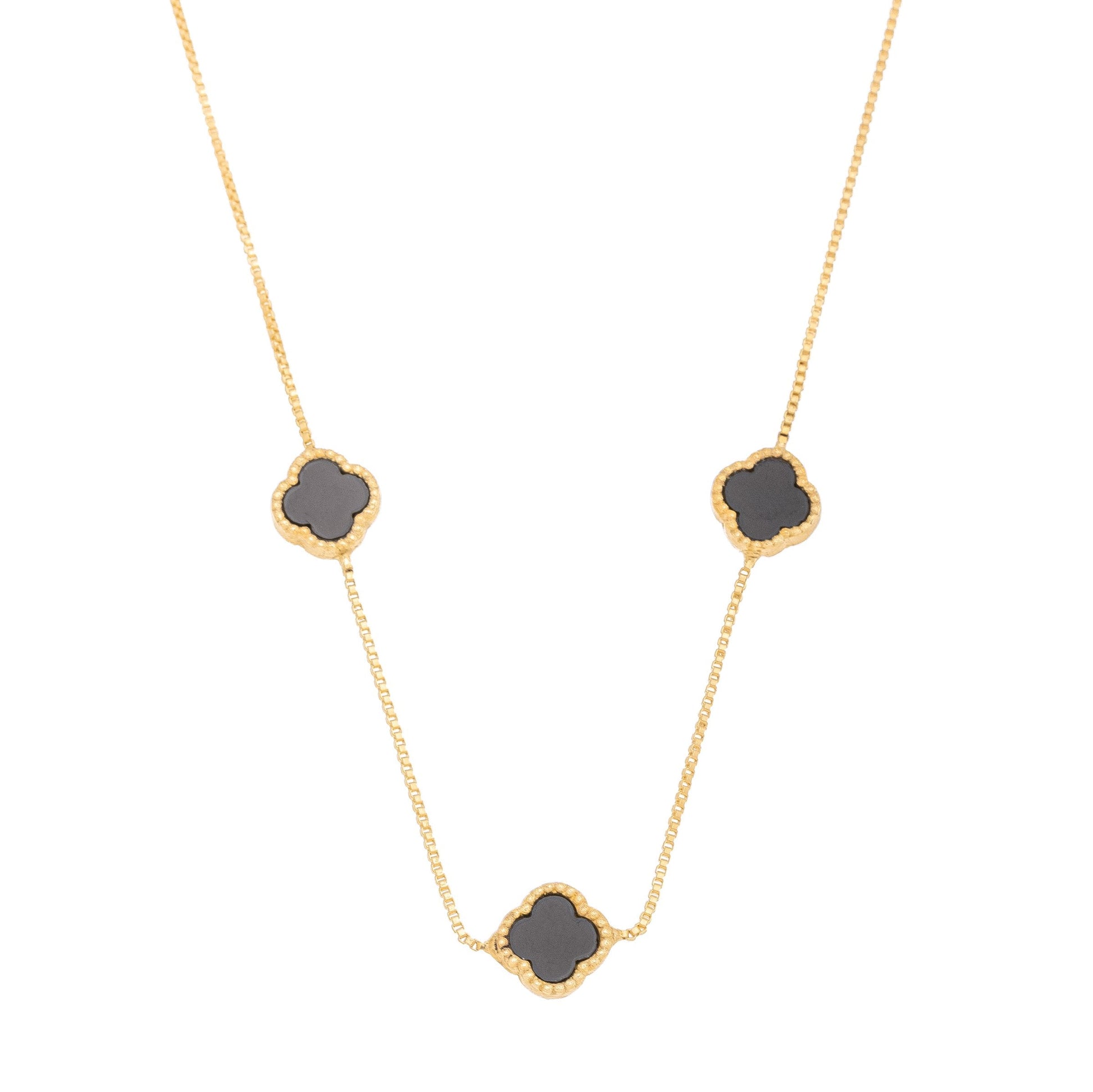 Choker três trevos banhada a ouro 18k - Biju & Cia.