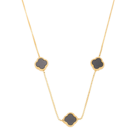 Choker três trevos banhada a ouro 18k - Biju & Cia.