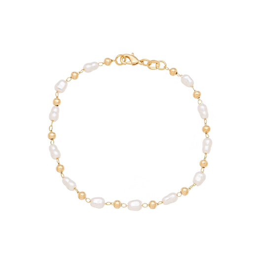 Pulseira de pérolas e bolinhas banhada a ouro 18k - Biju & Cia.