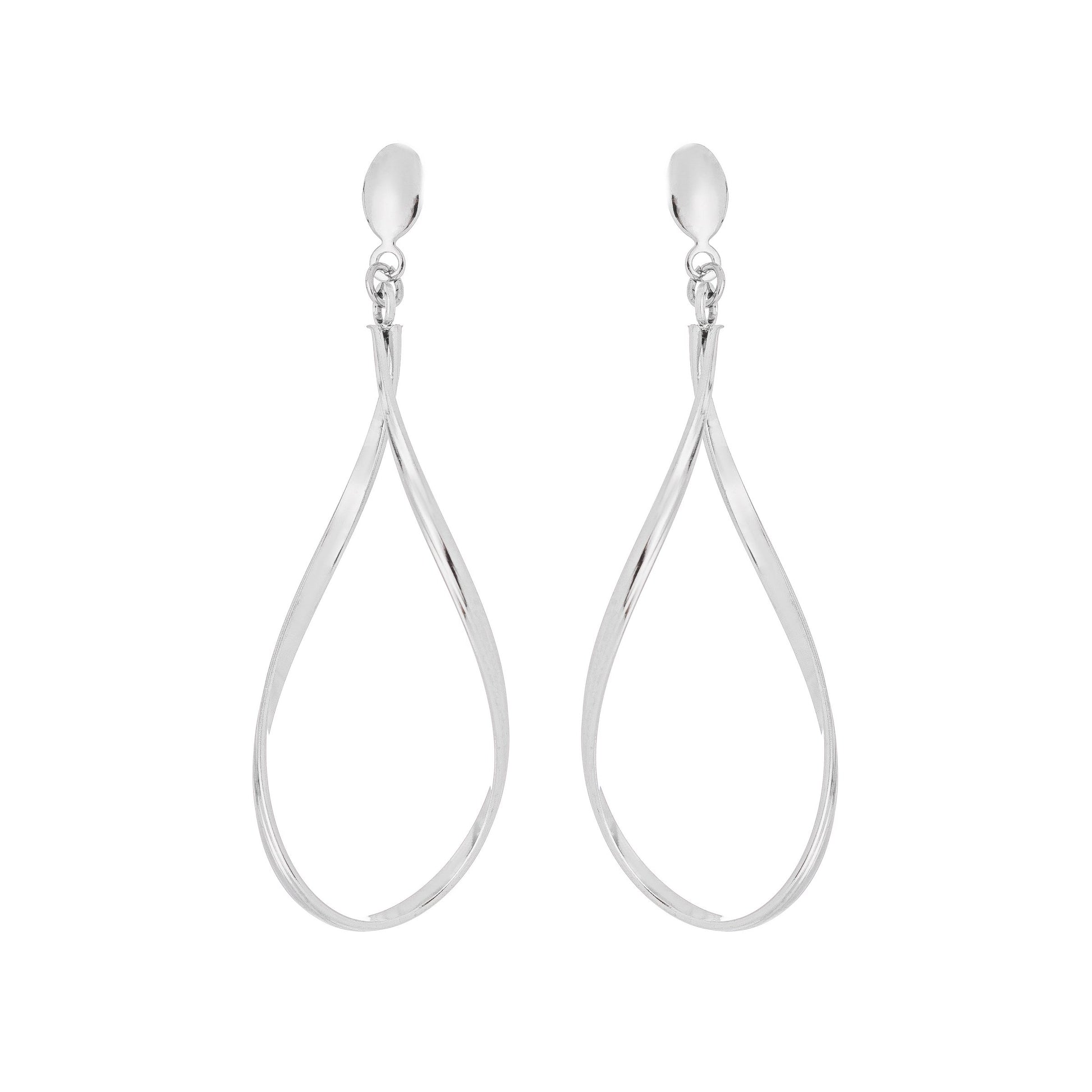 Brinco de fio torcido em formato de gota em aço inox - Biju & Cia.