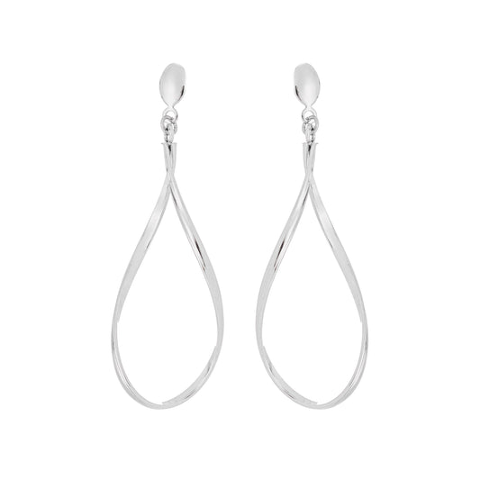 Brinco de fio torcido em formato de gota em aço inox - Biju & Cia.