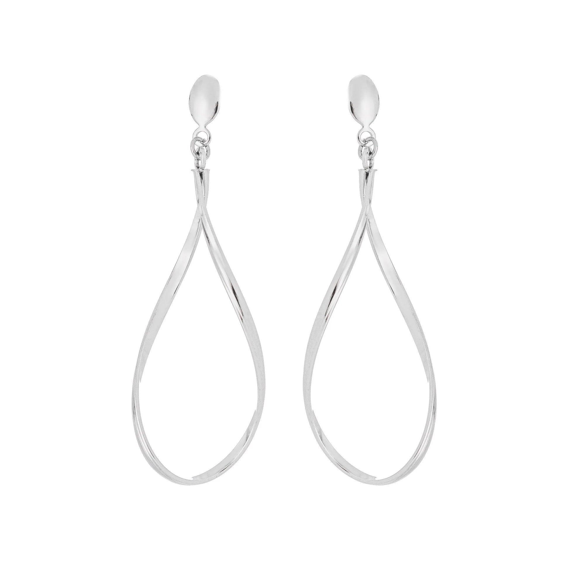 Brinco de fio torcido em formato de gota em aço inox - Biju & Cia.