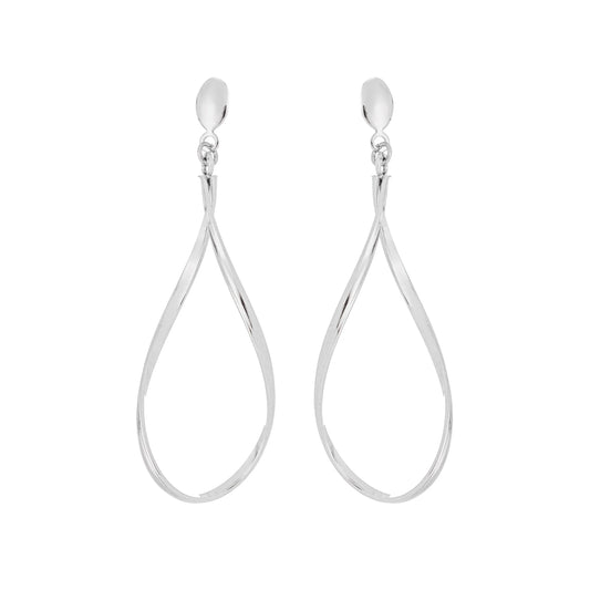 Brinco de fio torcido em formato de gota em aço inox - Biju & Cia.