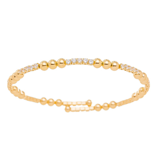 Bracelete com zircônia e bolinha banhado a ouro 18k