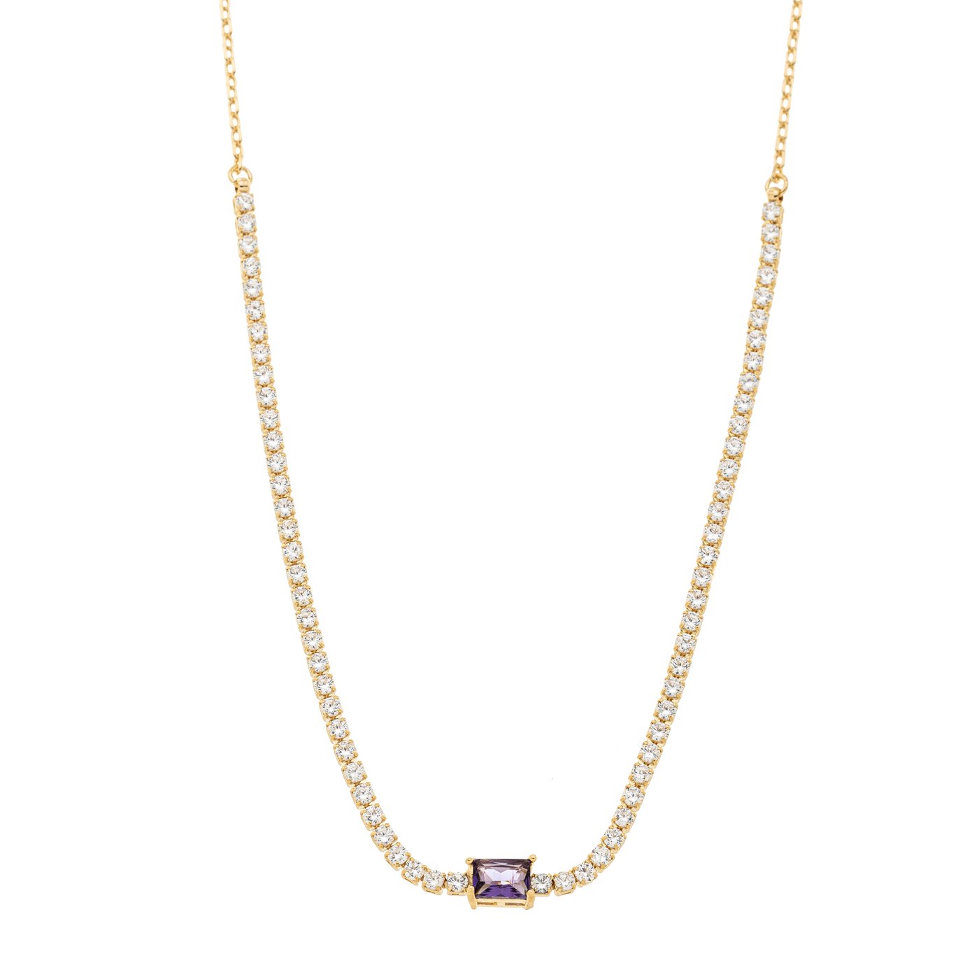 Choker riviera com pedra banhada a ouro 18k