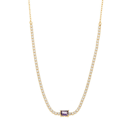 Choker riviera com pedra banhada a ouro 18k