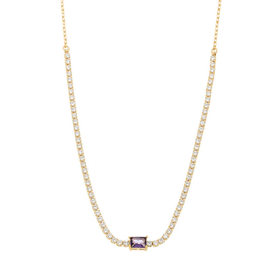 Choker riviera com pedra banhada a ouro 18k