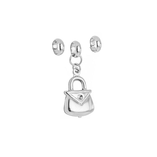 Berloque de bolsa com dois separadores em aço inox - Biju & Cia.