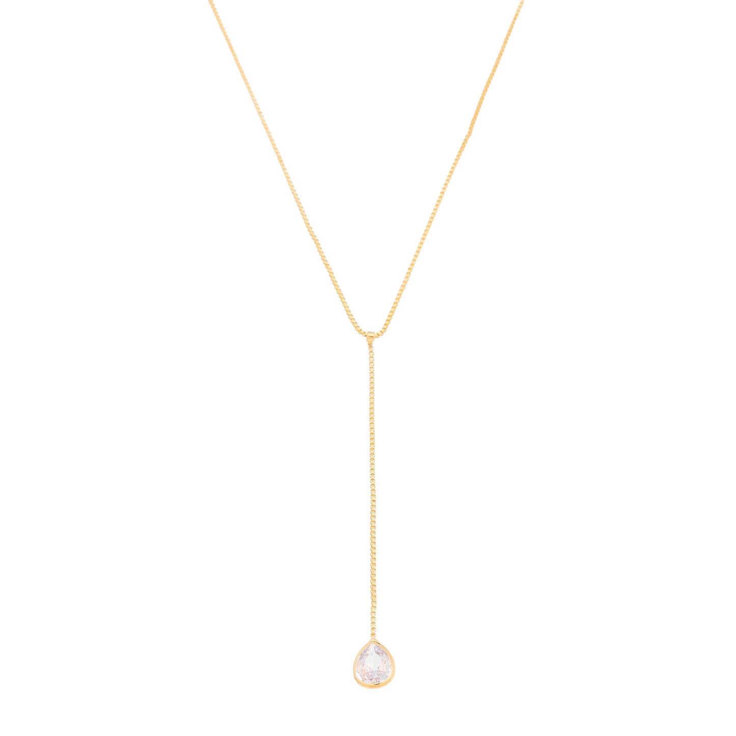 Gargantilha gravata gota de zircônia banhada a ouro 18k - Biju & Cia.