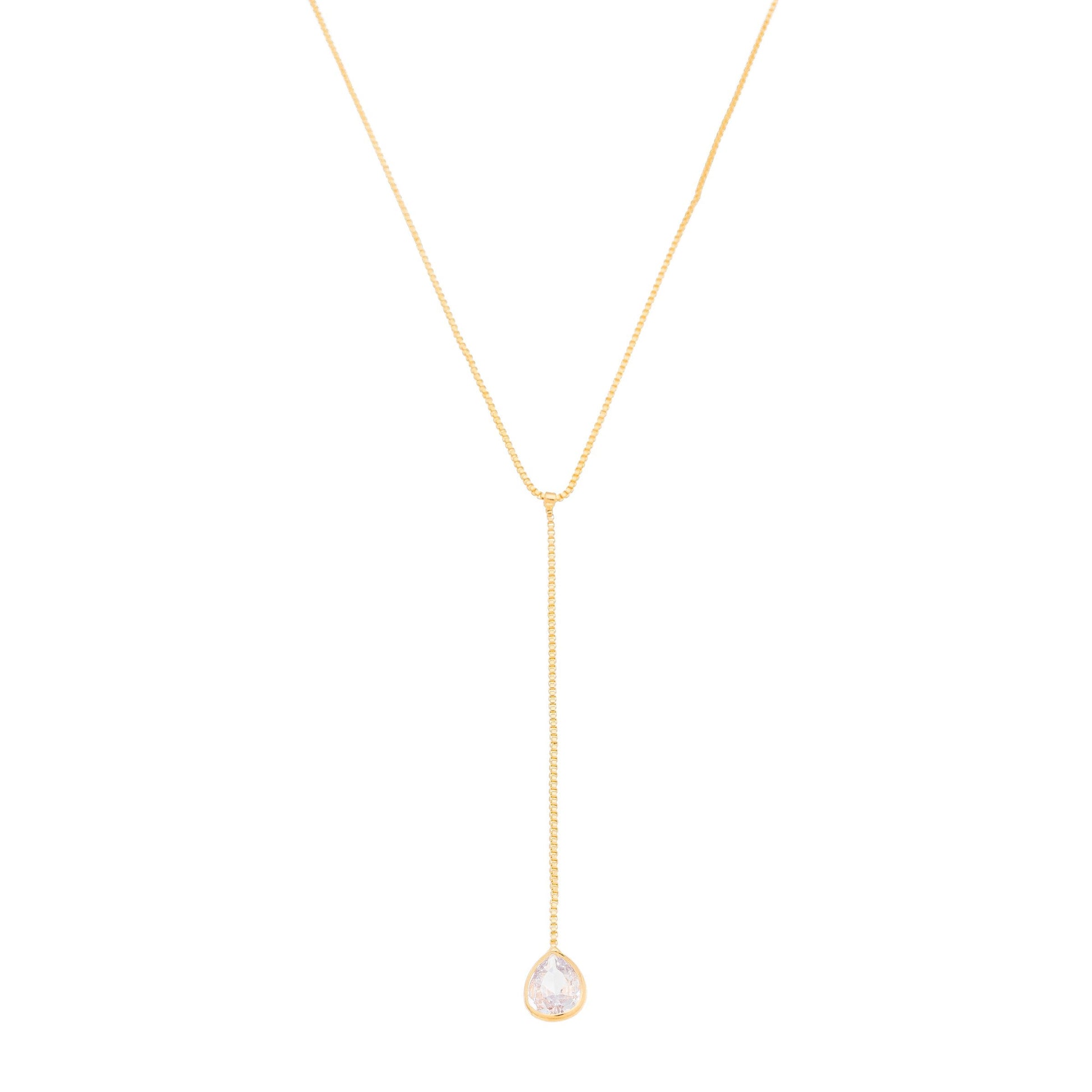 Gargantilha gravata gota de zircônia banhada a ouro 18k - Biju & Cia.