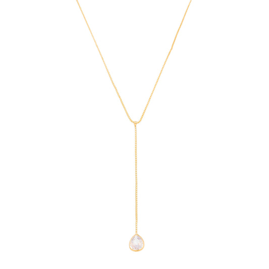 Gargantilha gravata gota de zircônia banhada a ouro 18k - Biju & Cia.