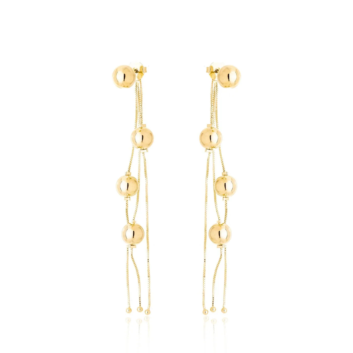 Brinco com bolas e corrente banhado a ouro 18k - Biju & Cia.