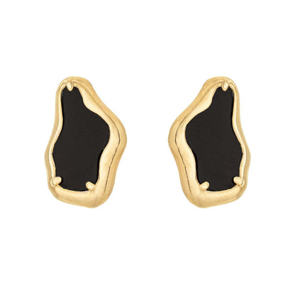 Brinco orgânico com acrílico banhado a ouro 18k - Biju & Cia.