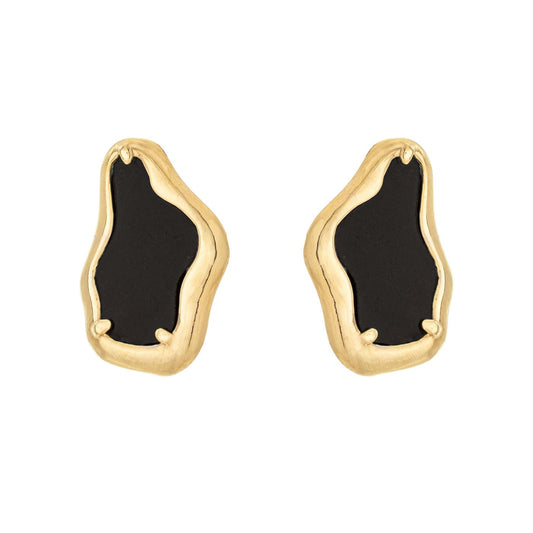 Brinco orgânico com acrílico banhado a ouro 18k - Biju & Cia.
