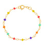 Pulseira infantil bolinhas coloridas banhada a ouro 18k