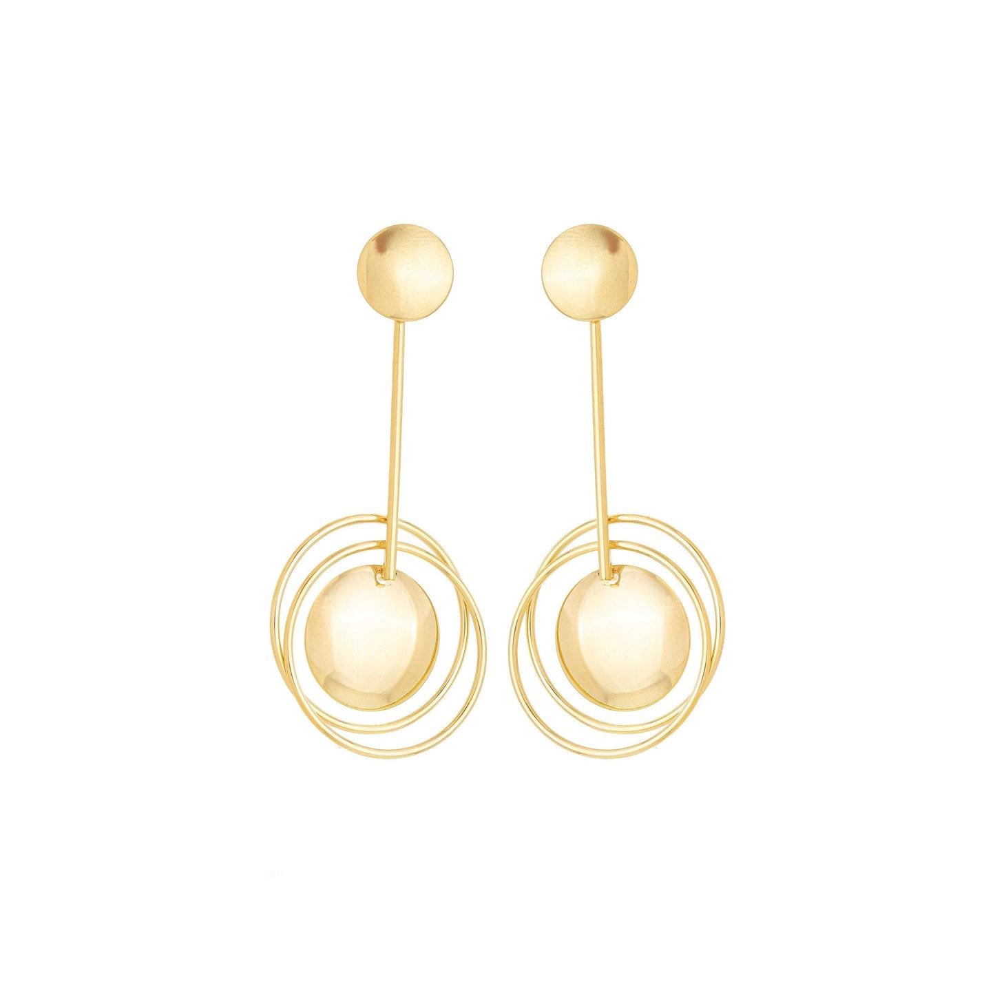 Brinco de círculos com chapa banhado a ouro 18k - Biju & Cia.