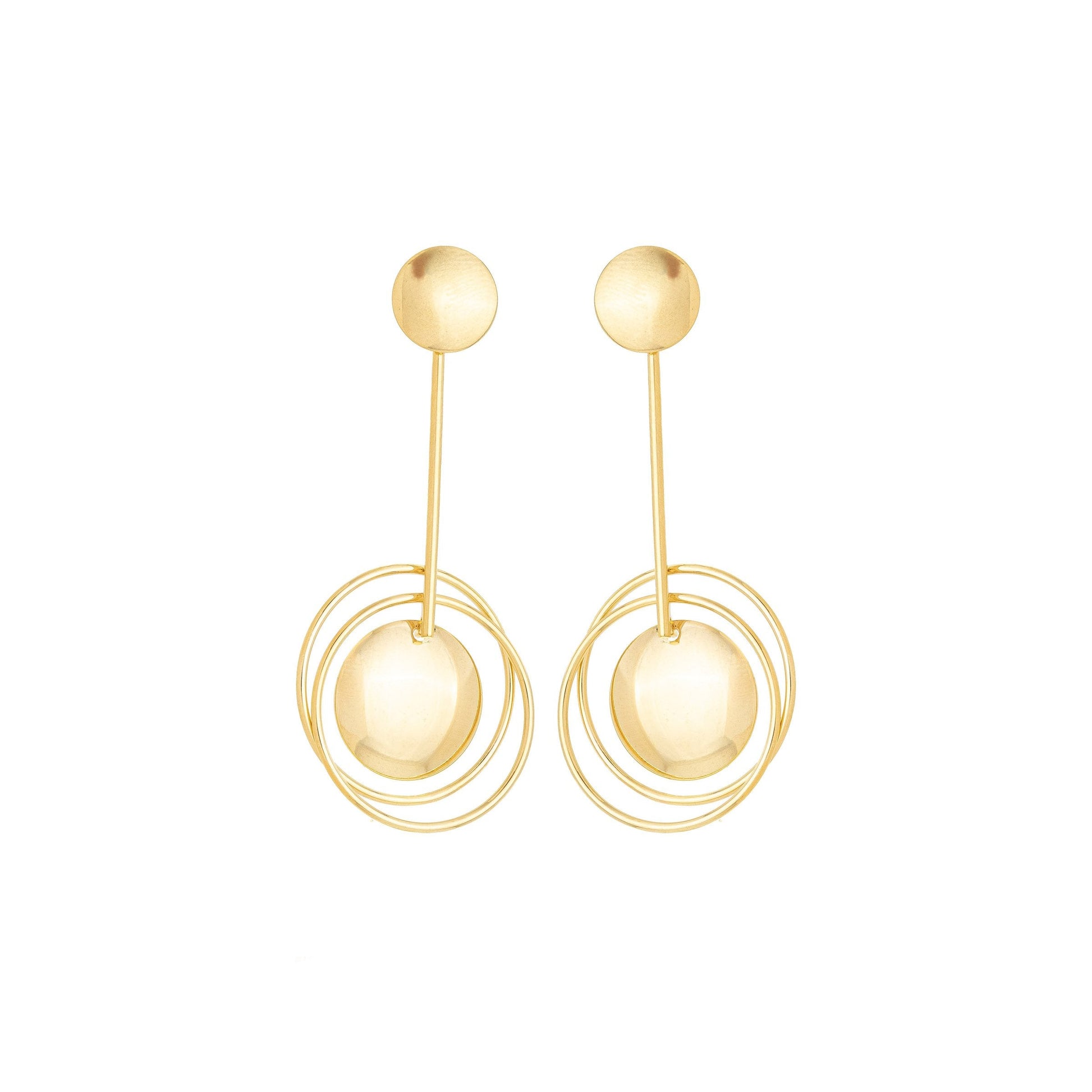 Brinco de círculos com chapa banhado a ouro 18k - Biju & Cia.