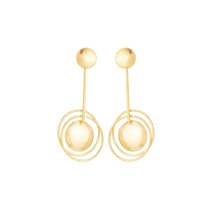 Brinco de círculos com chapa banhado a ouro 18k - Biju & Cia.