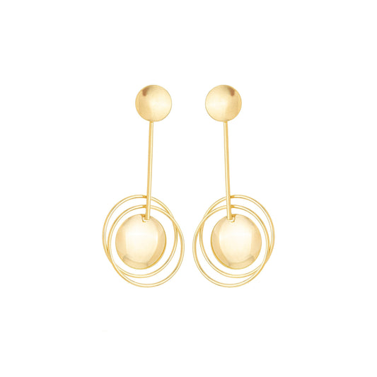 Brinco de círculos com chapa banhado a ouro 18k - Biju & Cia.