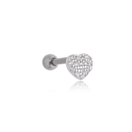 Piercing coração com zircônias em prata 925 - Biju & Cia.