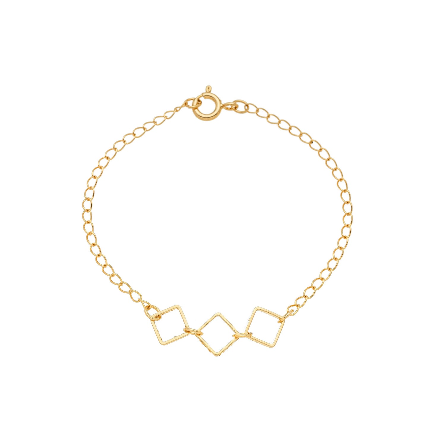 Pulseira infantil losangos banhada a ouro 18k