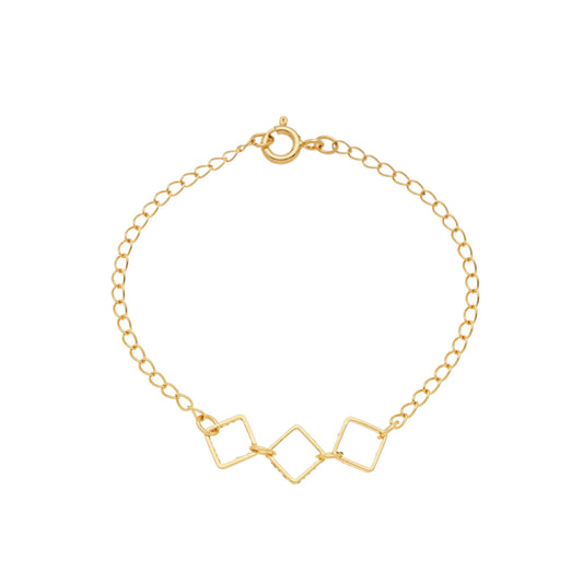 Pulseira infantil losangos banhada a ouro 18k
