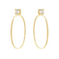 Brinco oval com zircônia banhado a ouro 18k