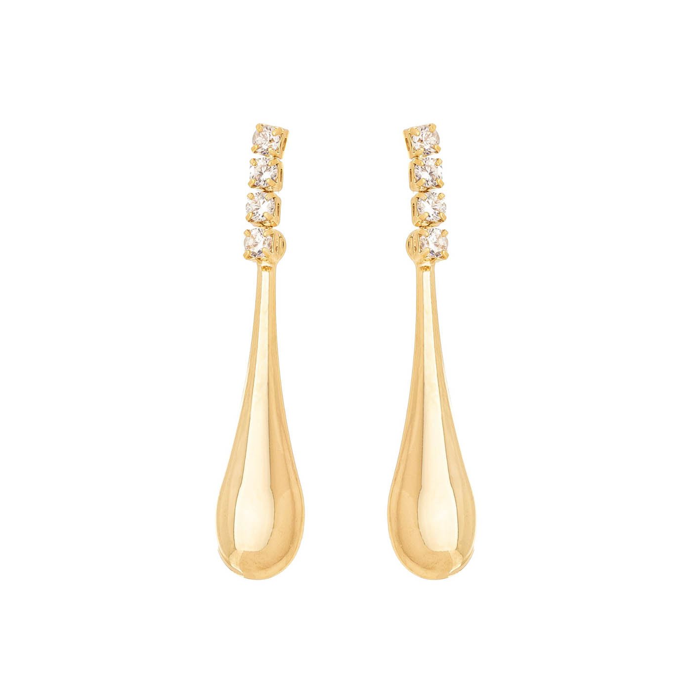 Brinco de gota com zircônias banhado a ouro 18k - Biju & Cia.