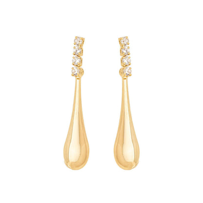 Brinco de gota com zircônias banhado a ouro 18k - Biju & Cia.