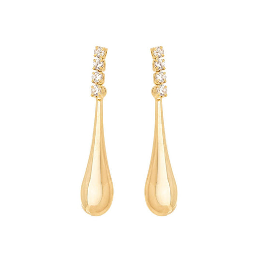 Brinco de gota com zircônias banhado a ouro 18k - Biju & Cia.