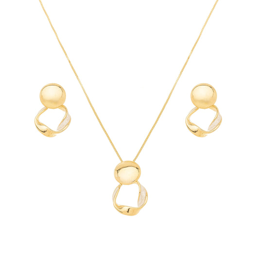 Conjunto Orgânico esmaltado em madre pérola banhado a ouro 18k - Biju & Cia.