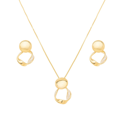 Conjunto Orgânico esmaltado em madre pérola banhado a ouro 18k - Biju & Cia.
