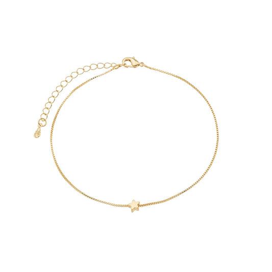 Tornozeleira com estrela banhada a ouro 18k - Biju & Cia.