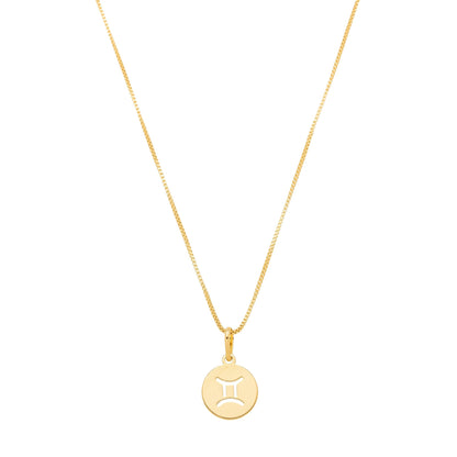 Gargantilha com pingente redondo de signos banhada a ouro 18k - Biju & Cia.