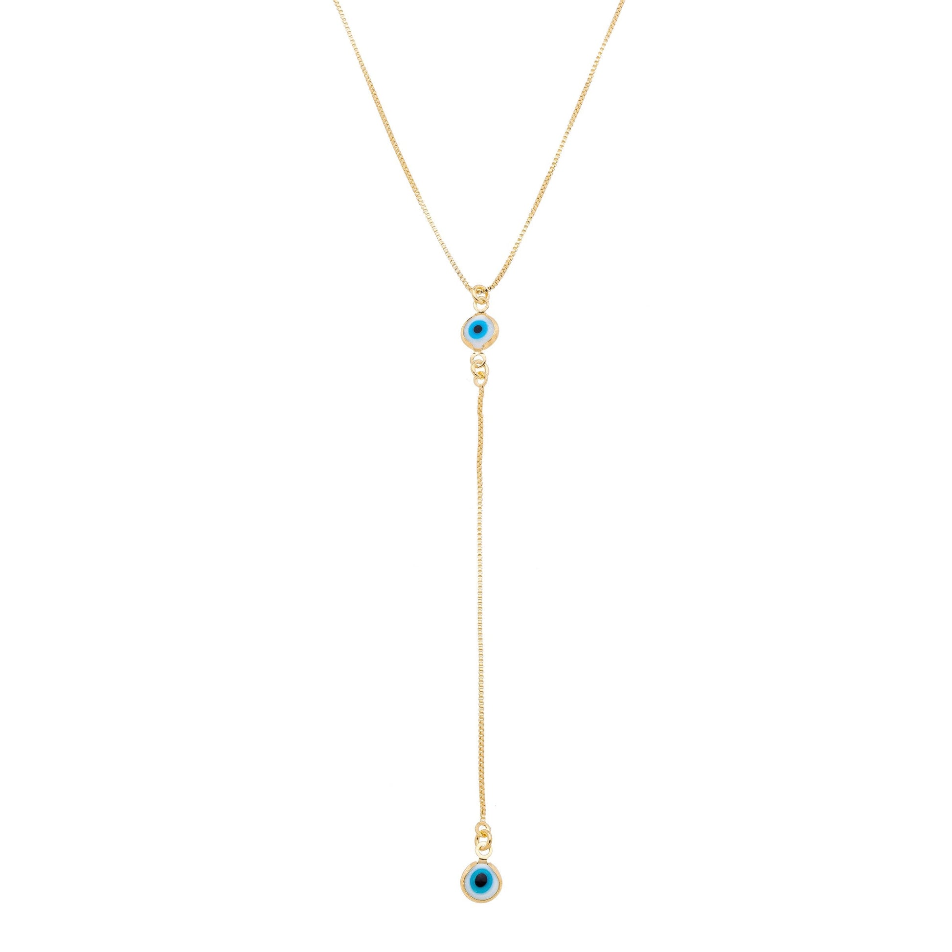 Colar gravata com olho grego banhado a ouro 18k - Biju & Cia.
